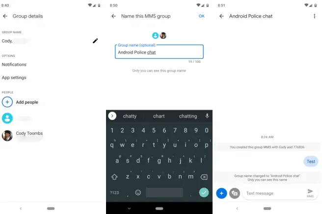 How to rename group texts on Android and iphone