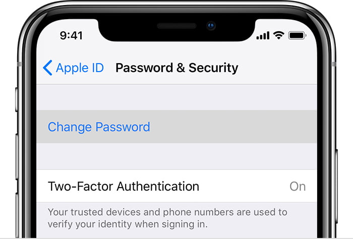 Change passwords and two factor authentication