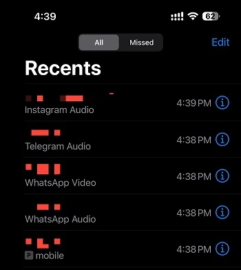 Integrated call logs on iPhone 